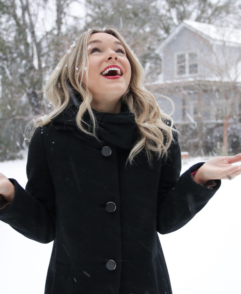 shannon sullivan black coat with bow